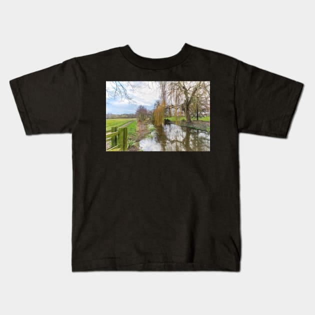 Winter Scene On The River Pang Kids T-Shirt by IanWL